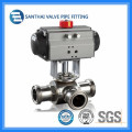 Three Way Threaded Aluminum Sanitary Pneumatic Butterfly Valve